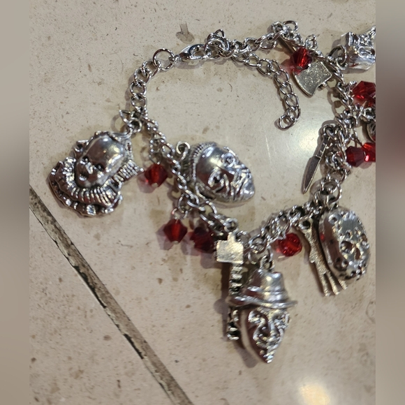 Halloween Horror Umbrella Earrings & Monsters Metal Charm Bracelet Set - Picture 3 of 6